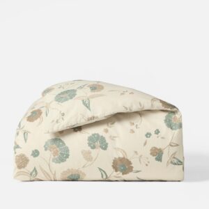 Natural with Surf Relaxed Printed Linen Organic Cotton Duvet Cover