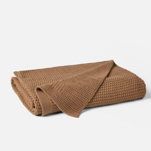 Almond Breathable Knit Organic Cotton Throw Blanket