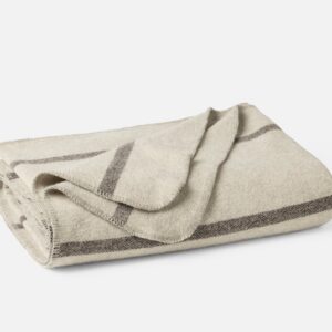 Charcoal Soft Striped Brushed Wool Blanket