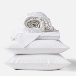 Dew Blue Smooth Embroidered Organic Percale Sheet Set