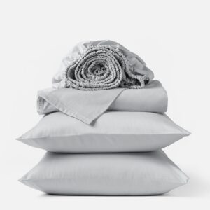 Alpine White Smooth Embroidered Organic Sateen Sheet Set for Everyday Bedding