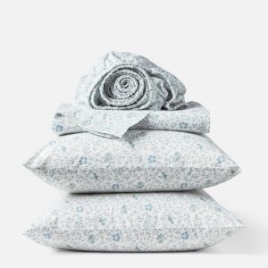 Tidal Meadow Breathable Printed Meadow Print Organic Percale Sheet Set Style 2
