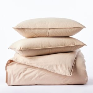 Hazel Chambray Lightweight Crinkled Organic Percale Duvet Cover Set