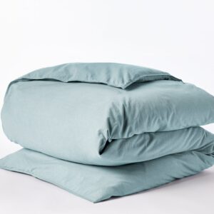 Indigo Chambray Lightweight Crinkled Organic Percale Duvet Cover for Bedroom Styling
