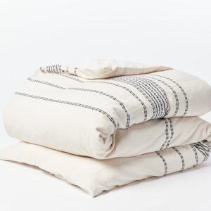 Everyday Natural Undyed with Surf Relaxed Striped Organic Cotton Duvet Cover