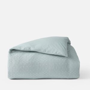 Dew Blue Diamond Stitched Organic Cotton Duvet Cover