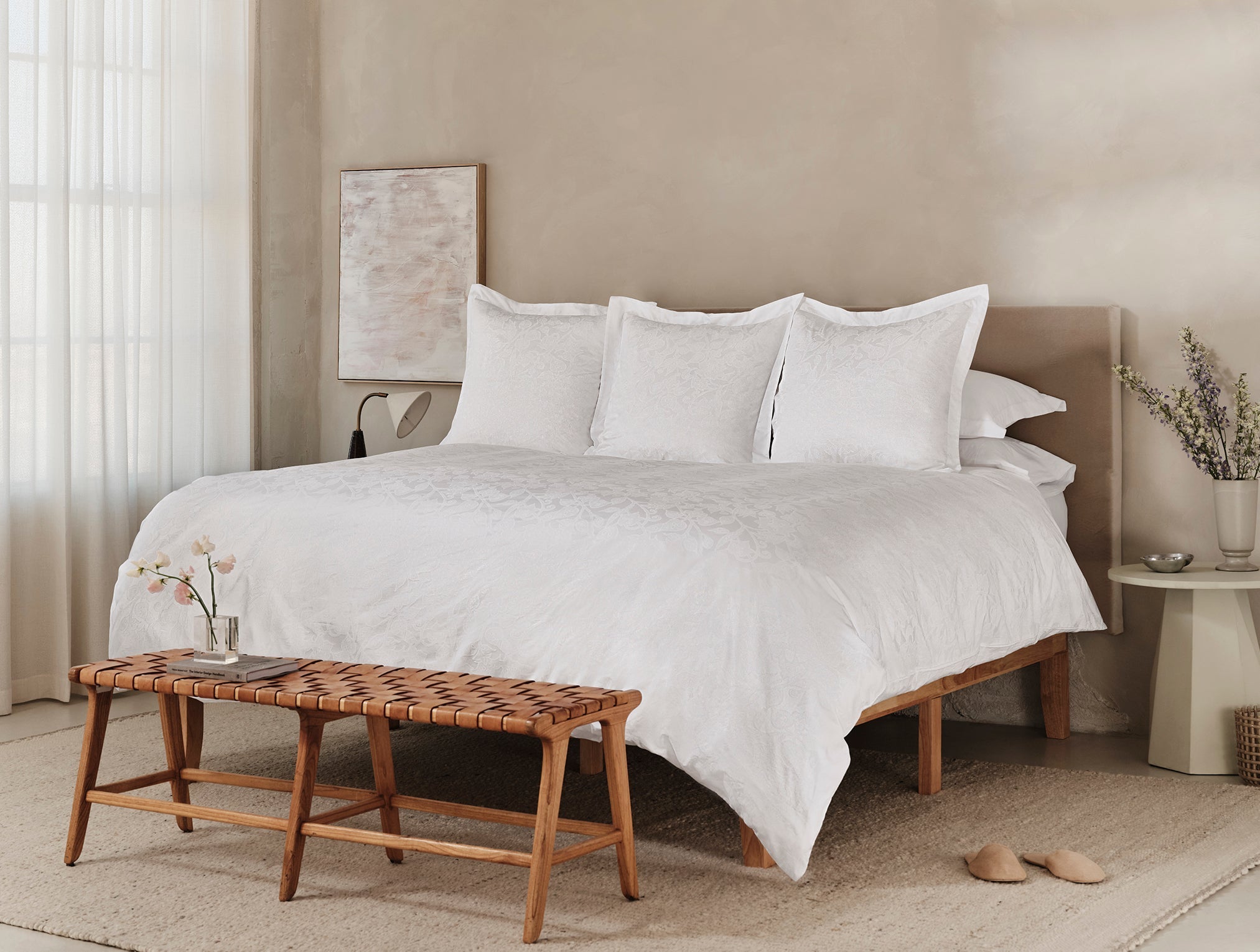 Alpine White Jacquard Organic Percale Duvet Cover - Image 2
