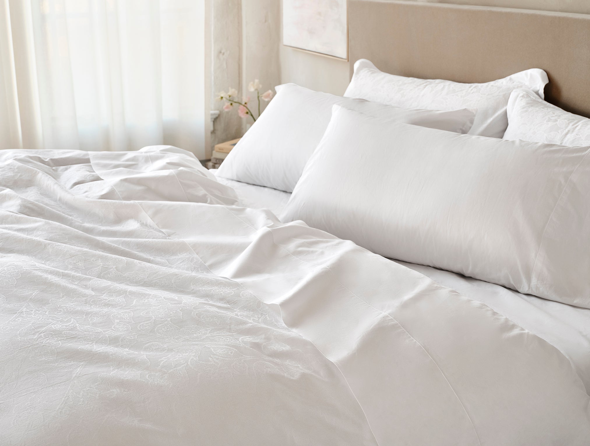 Alpine White Jacquard Organic Percale Duvet Cover - Image 3