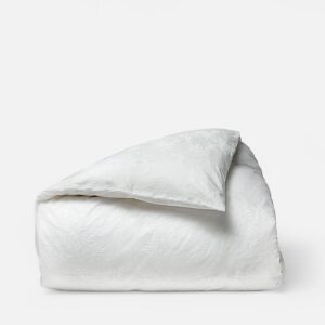 Alpine White Smooth Jacquard Organic Sateen Duvet Cover