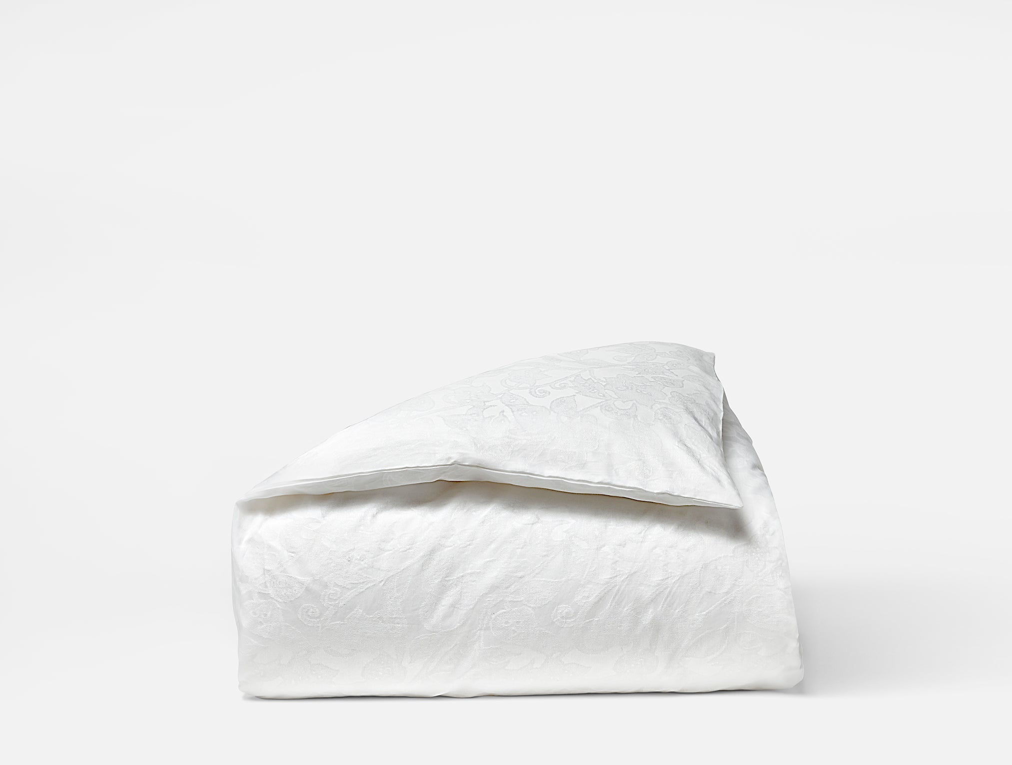 Alpine White Jacquard Organic Percale Duvet Cover