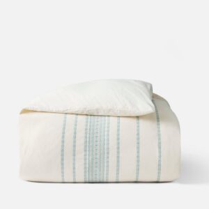 Natural Undyed with Surf Relaxed Striped Organic Cotton Duvet Cover