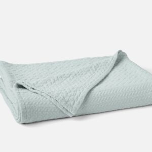Natural Undyed Lightweight Matelasse Striped Organic Cotton Blanket