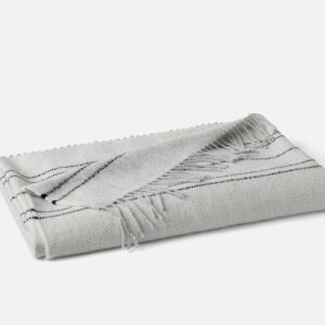 Ivory with Gray Lightweight Striped Reversible Alpaca Throw Blanket