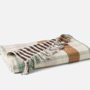 Guava Breathable Matelasse Striped Organic Cotton Throw Blanket