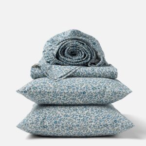 Plush Tidal Meadow Breathable Printed Meadow Print Organic Percale Sheet Set