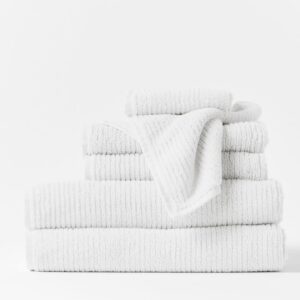Lightweight Channel-Weave Organic Cotton Towels - Alpine White