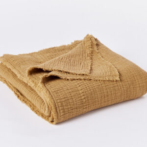 Juniper Relaxed Matelasse Wave Textured Linen Organic Cotton Throw Blanket