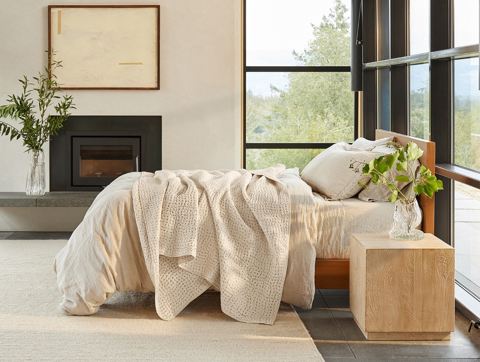 Alpine White Breathable Handstitched Pebbled Organic Linen Duvet Cover - Image 4